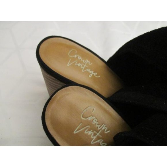*Crown Vintage MOD Black ASTAREWIA Suede Peep Toe - Picture 3 of 7